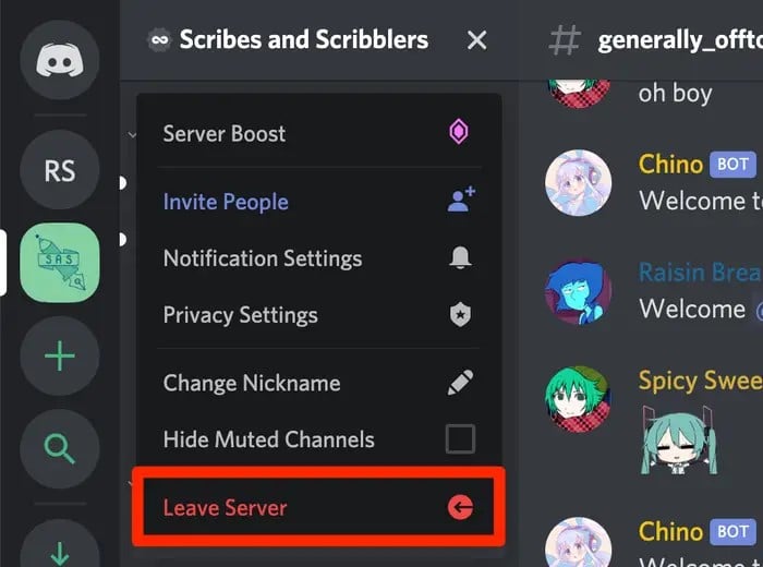 Drop Arrow button next to the server name