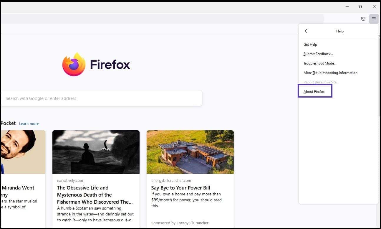 Select About Firefox