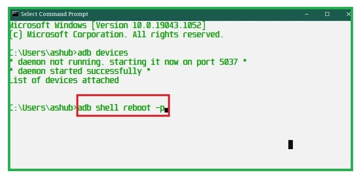 Utilizing an ADB command