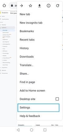 Chrome browser on your device before clicking on the Settings