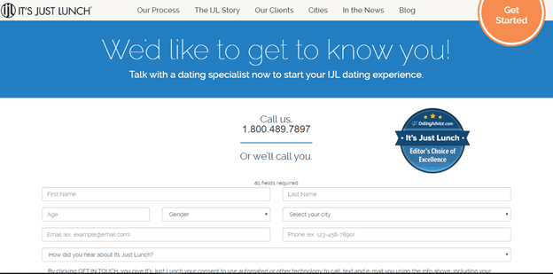 Signing up with It's Just Lunch