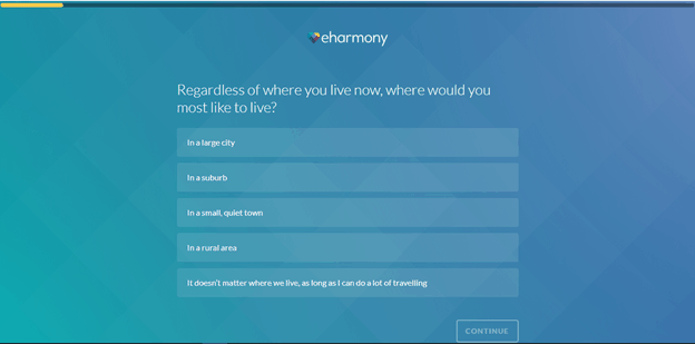 signup process of eHarmony