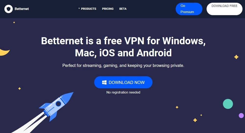 Betternet VPN Homepage