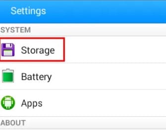 Click on the storage option or system option