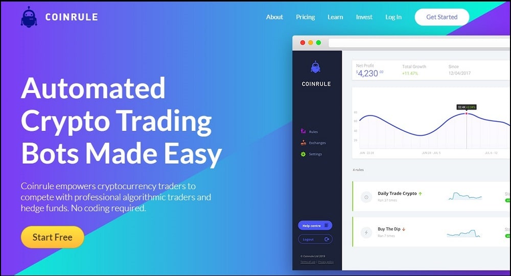 Coinrule Free Crypto Trading Bot overview