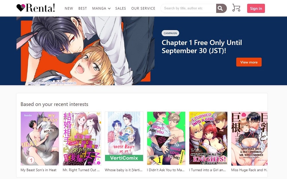 Ebookrenta Free Manga Sites