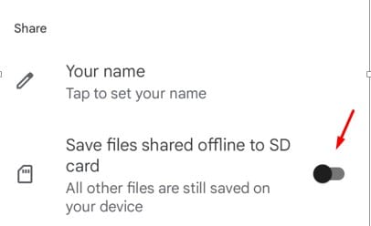 Enable the option to save to an SD card