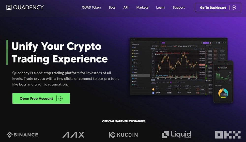 Quadency Free Crypto Trading Bot overview