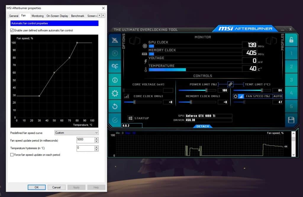 How to use MSI Afterburner Changing Fan Speed DowneLink