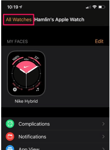 All Watches option
