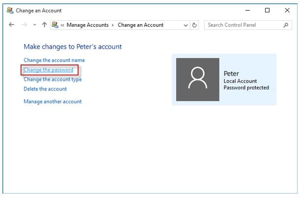 Choose Change the Password