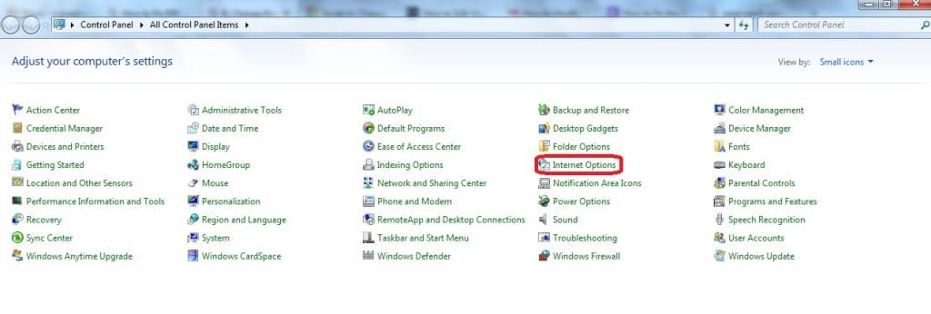 Click on Internet Settings for network