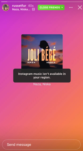 Confirm if the Instagram music is available in your country