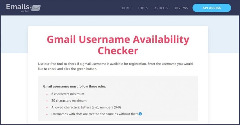 Gmail Username Availability Checker Tool