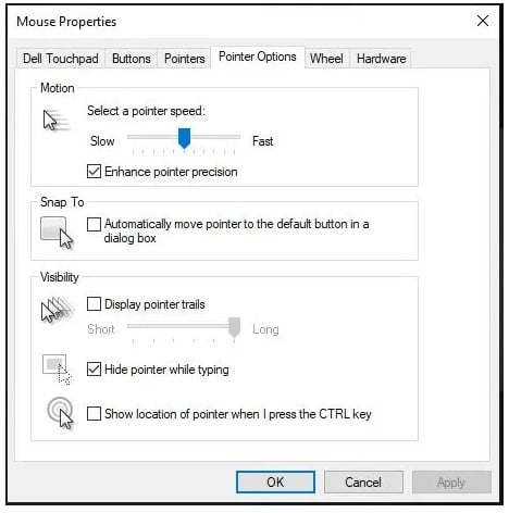 Enhance pointer precision checkbox