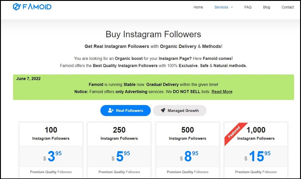 Famoid Instagram Live Follower overview