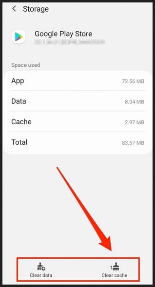 Google Play App and clear its cache and data