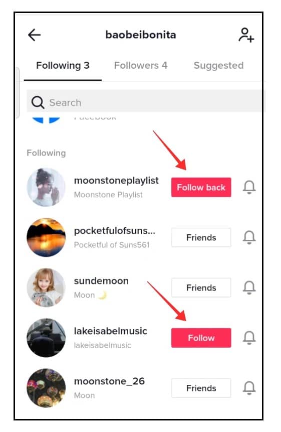 Grey Following button to unfollow them