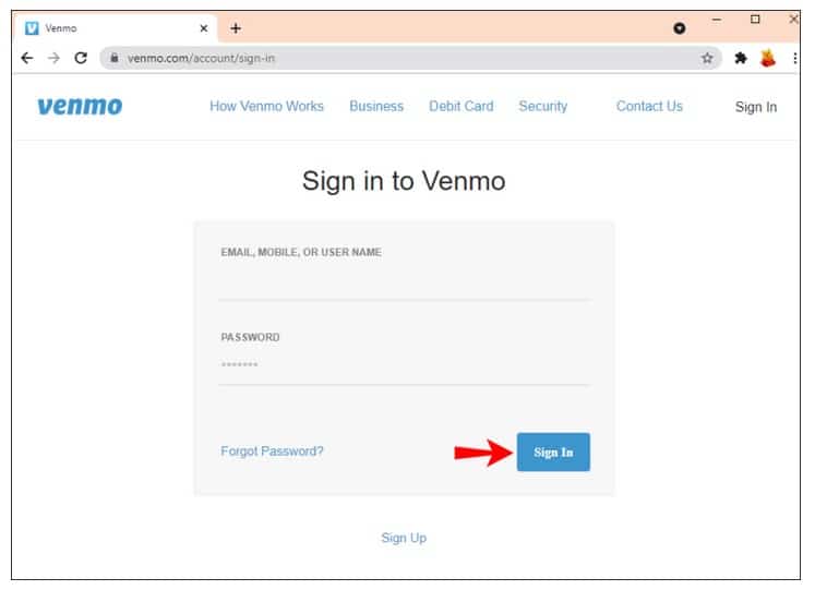 Head to the Venmo home page