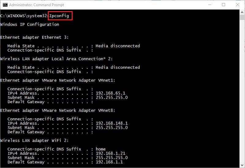IPConfig COMMAND