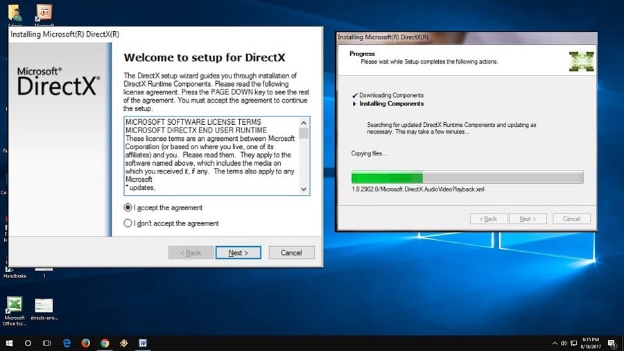 Installing the Microsoft DirectX program