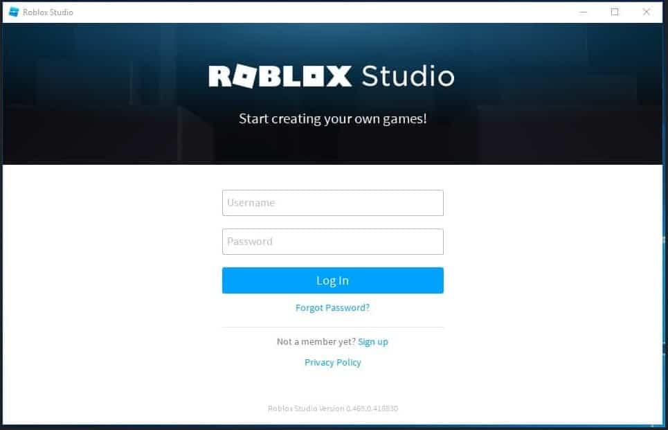 Log in to the Roblox gaming platform using your Sign up credentials