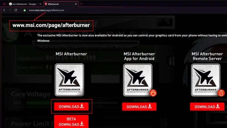 MSI Afterburner Download for Windows