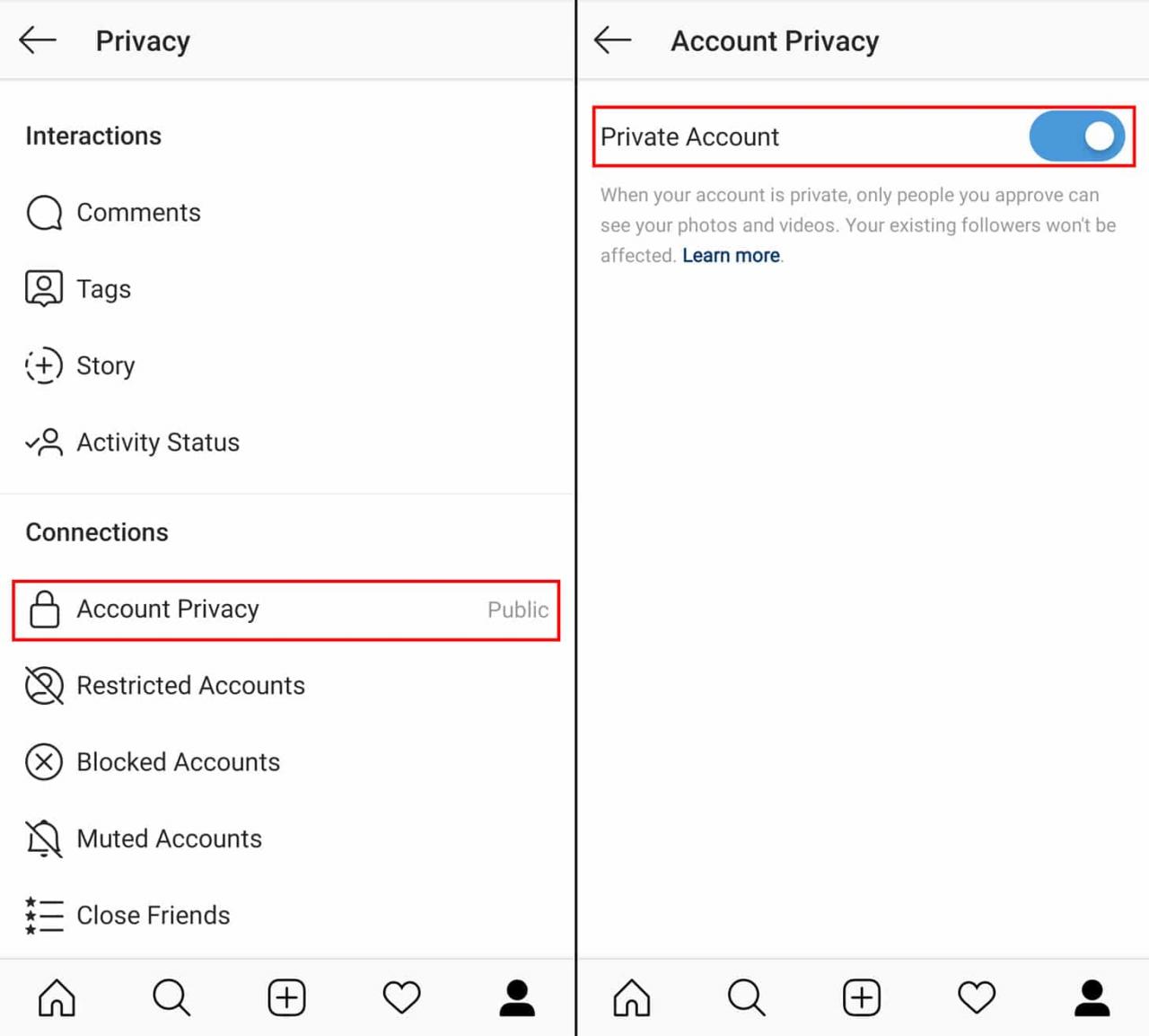 Modify the privacy settings of your Instagram account
