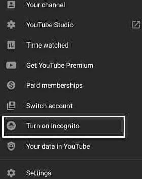 Open YouTube in Incognito mode