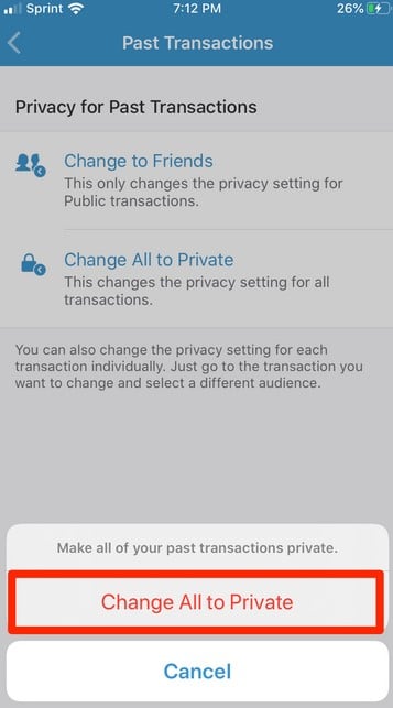 Select Change All to Private and confirm your selection in the confirmation prompt