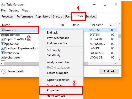 Select Properties from the context menu