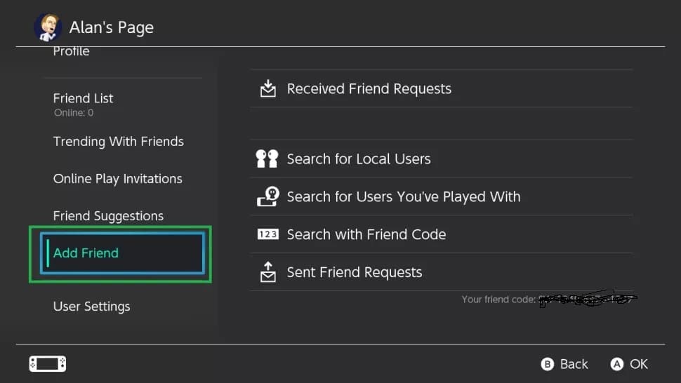 Select the Add Friend from the list displayed