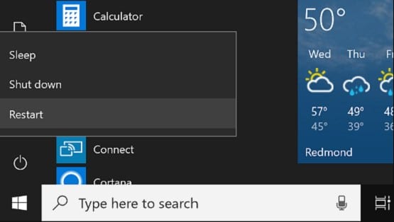 Sign Out or Restart your computer