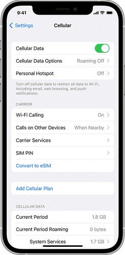 Switch to Cellular Data