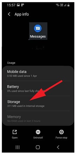 Tap on the Store option or the Store Usage