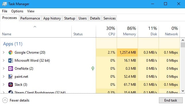 Task Manager console to launch before clicking on the Details tab