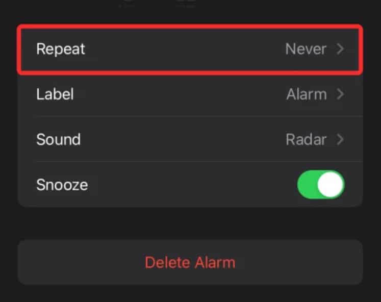 Turn Off the Option for Repeating Alarms