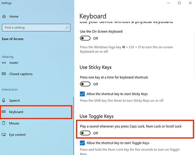 Turn on key clicks