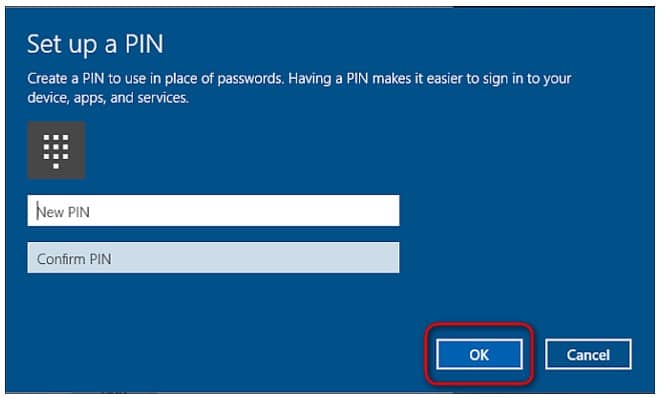 Type in a New PIN and reenter the New PIN