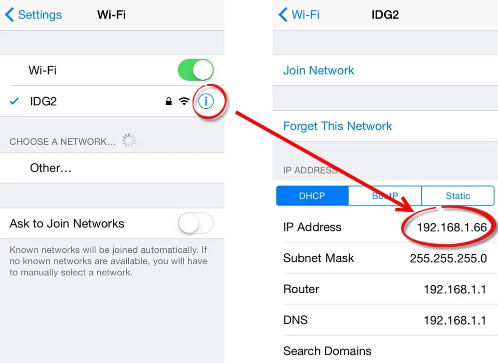 Wi-Fi Network ip address