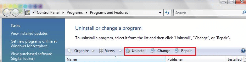 click on Uninstall