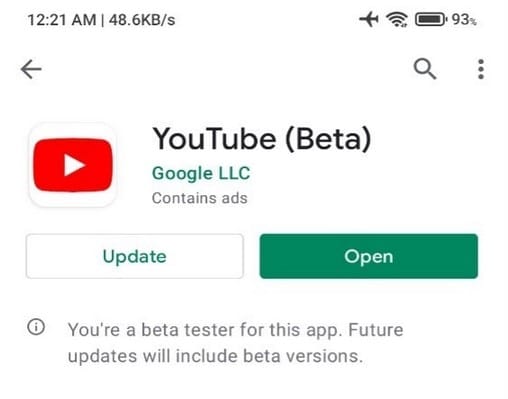 click on Update youtube