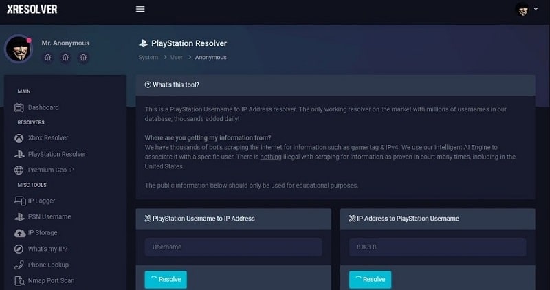 click the PSN Resolver tab to launch it on your PS4