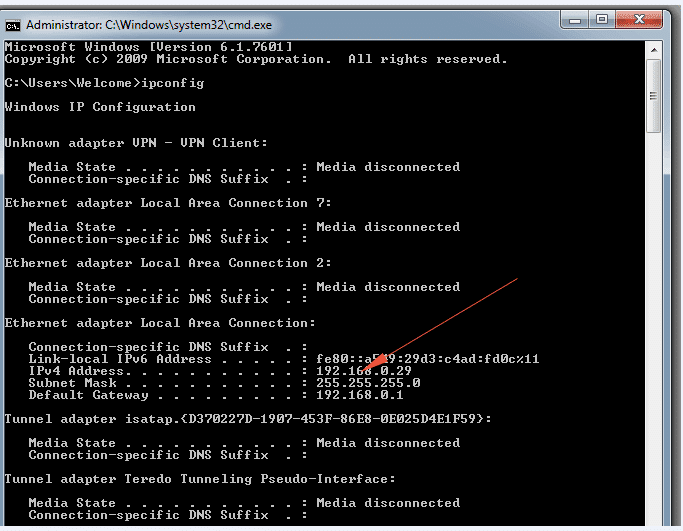ipconfig ip