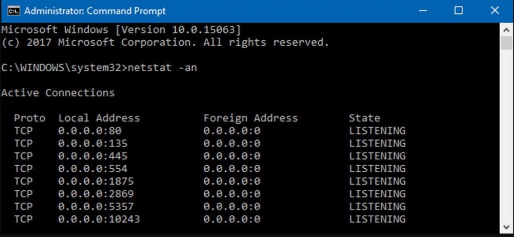 netstat -an command