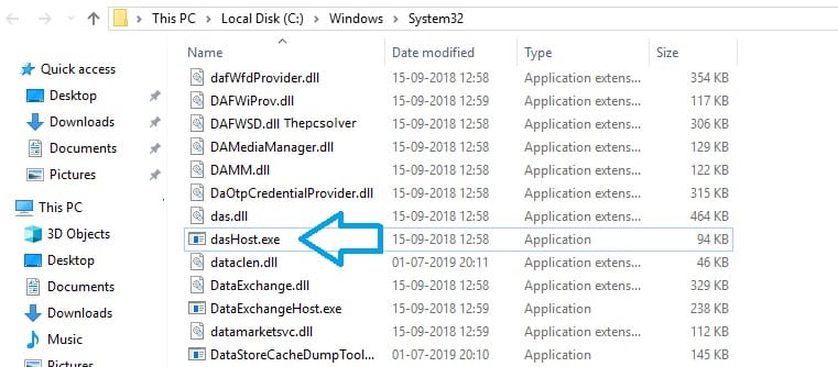 open the file location of your dasHost.exe file