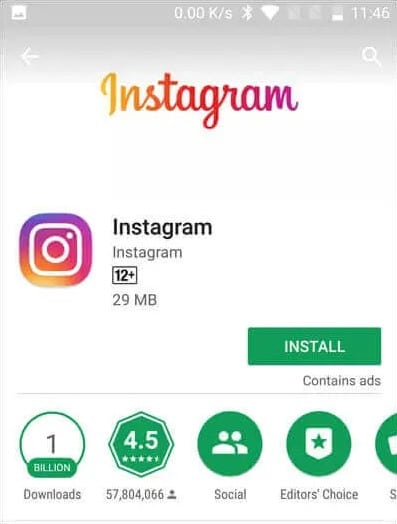 reinstalling the Instagram app
