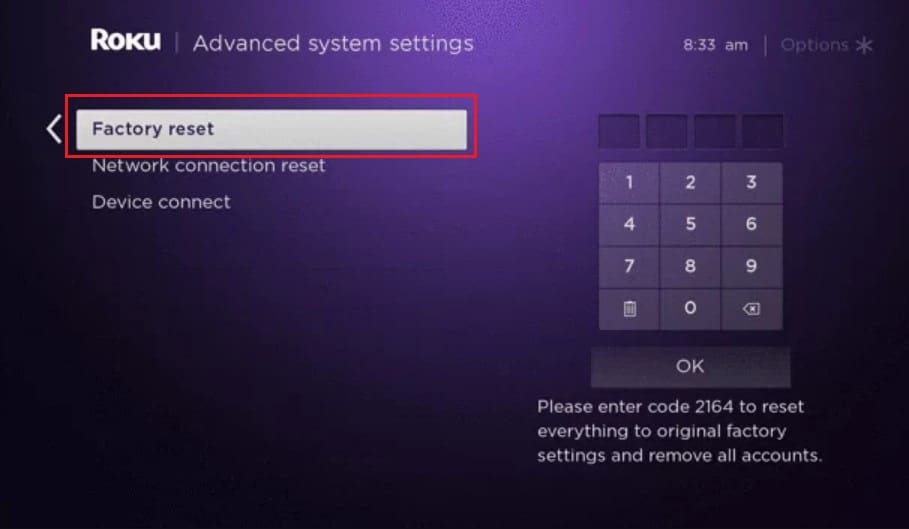 roku Factory reset