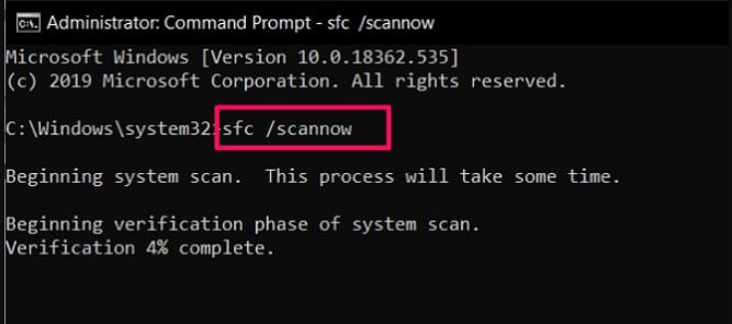 sfc scannow command