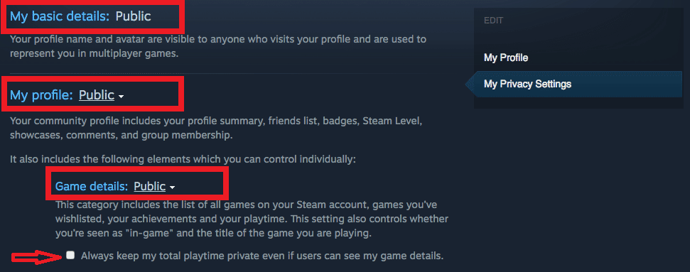 steam my privacy settings